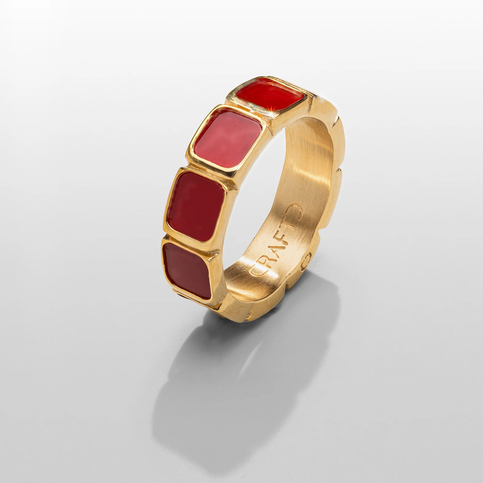 Red Stone Band Ring (Gold) - Image 5