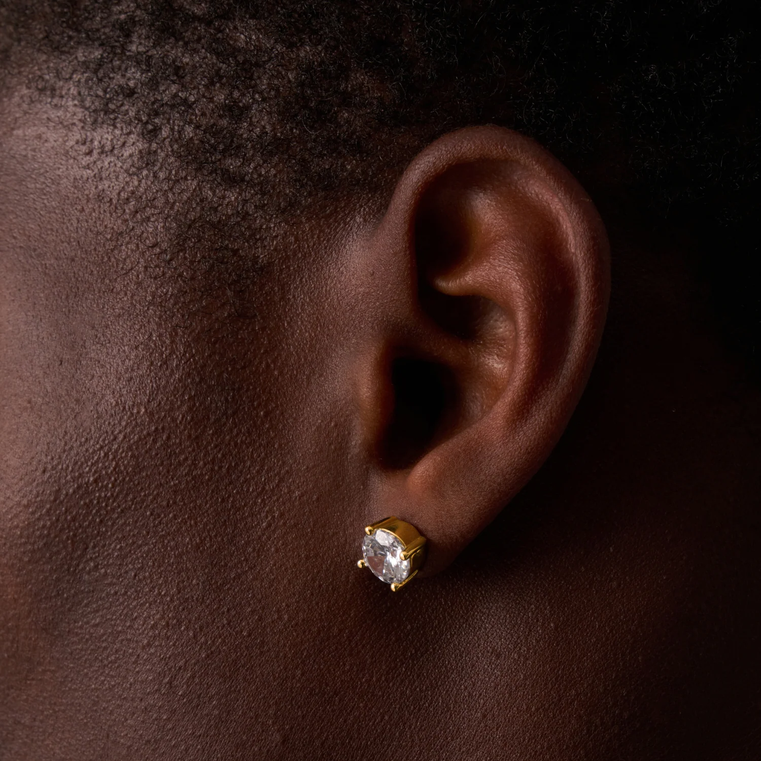 Round Diamond Stud Earrings (Gold) - Image 4