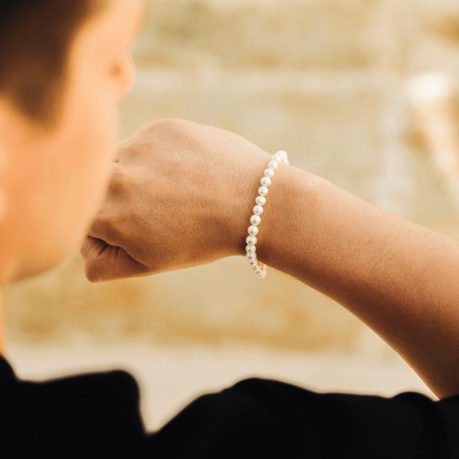 Rounded Real Pearl Bracelet (Silver) - Image 5