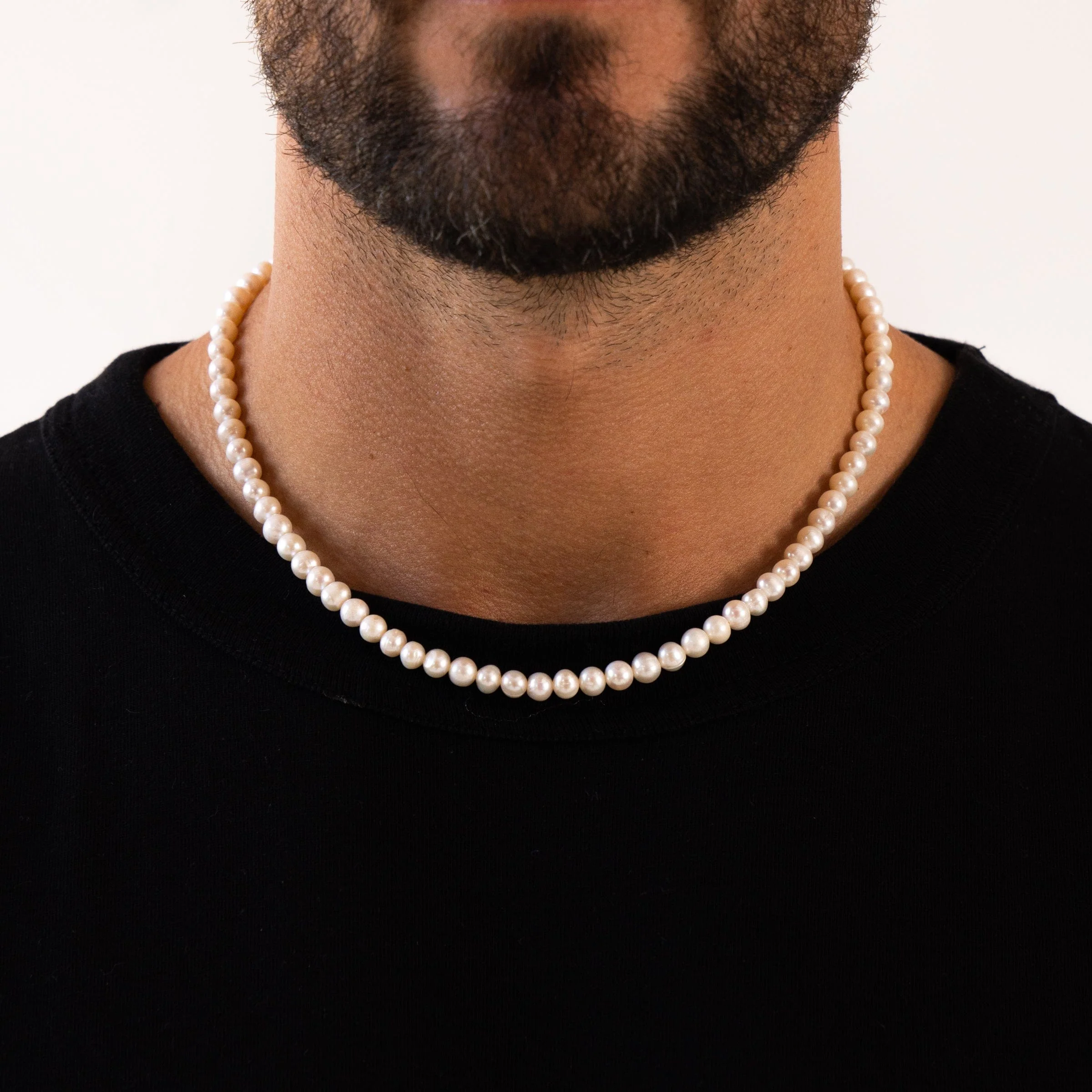 Rounded Real Pearl Necklace (Silver) - Image 2