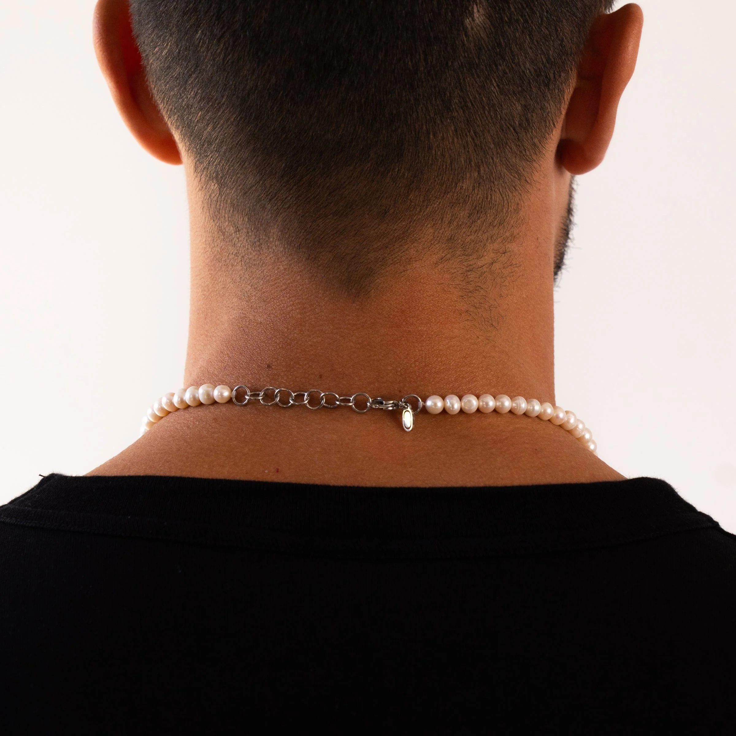 Rounded Real Pearl Necklace (Silver) - Image 8