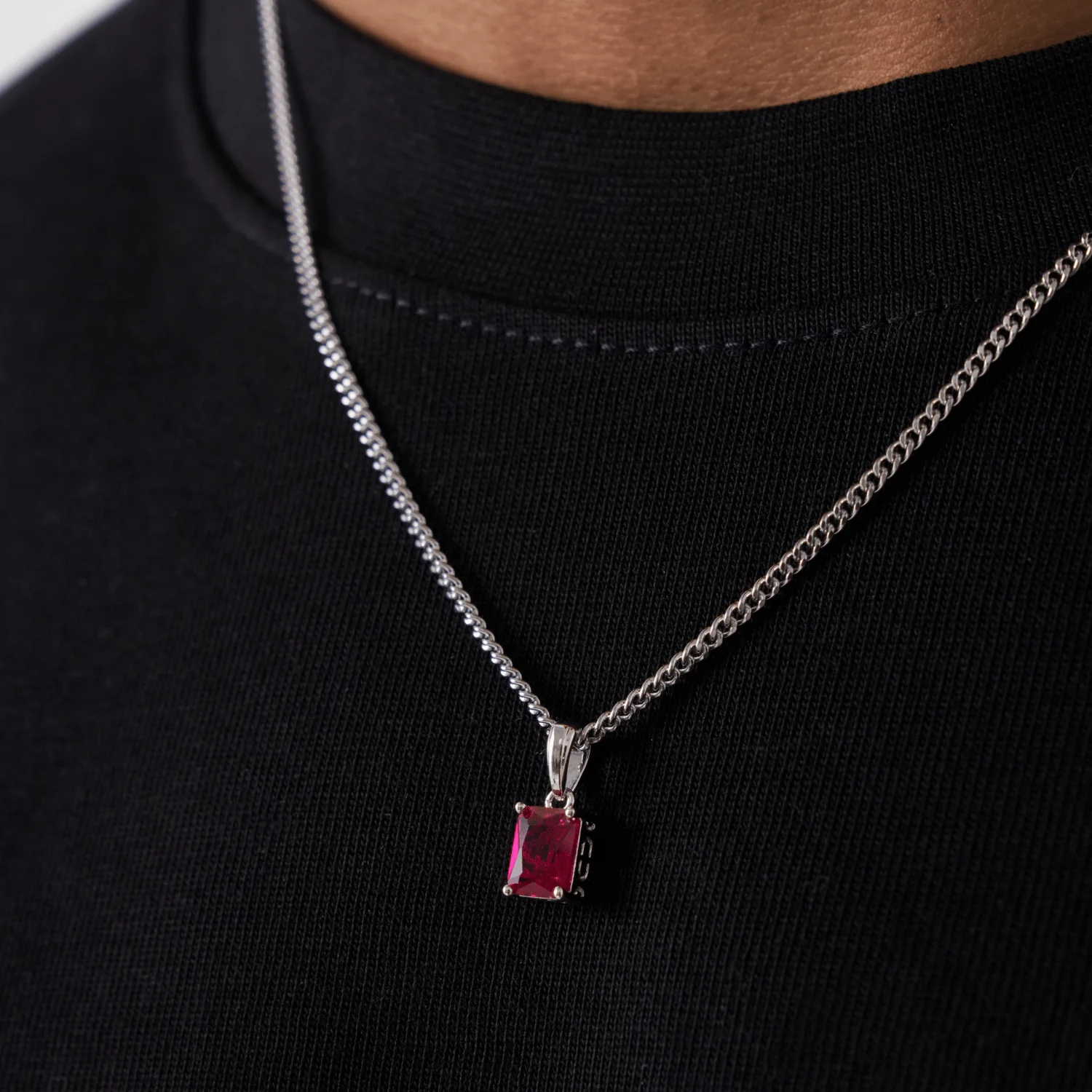 Ruby Stone Pendant (Silver) - Image 3