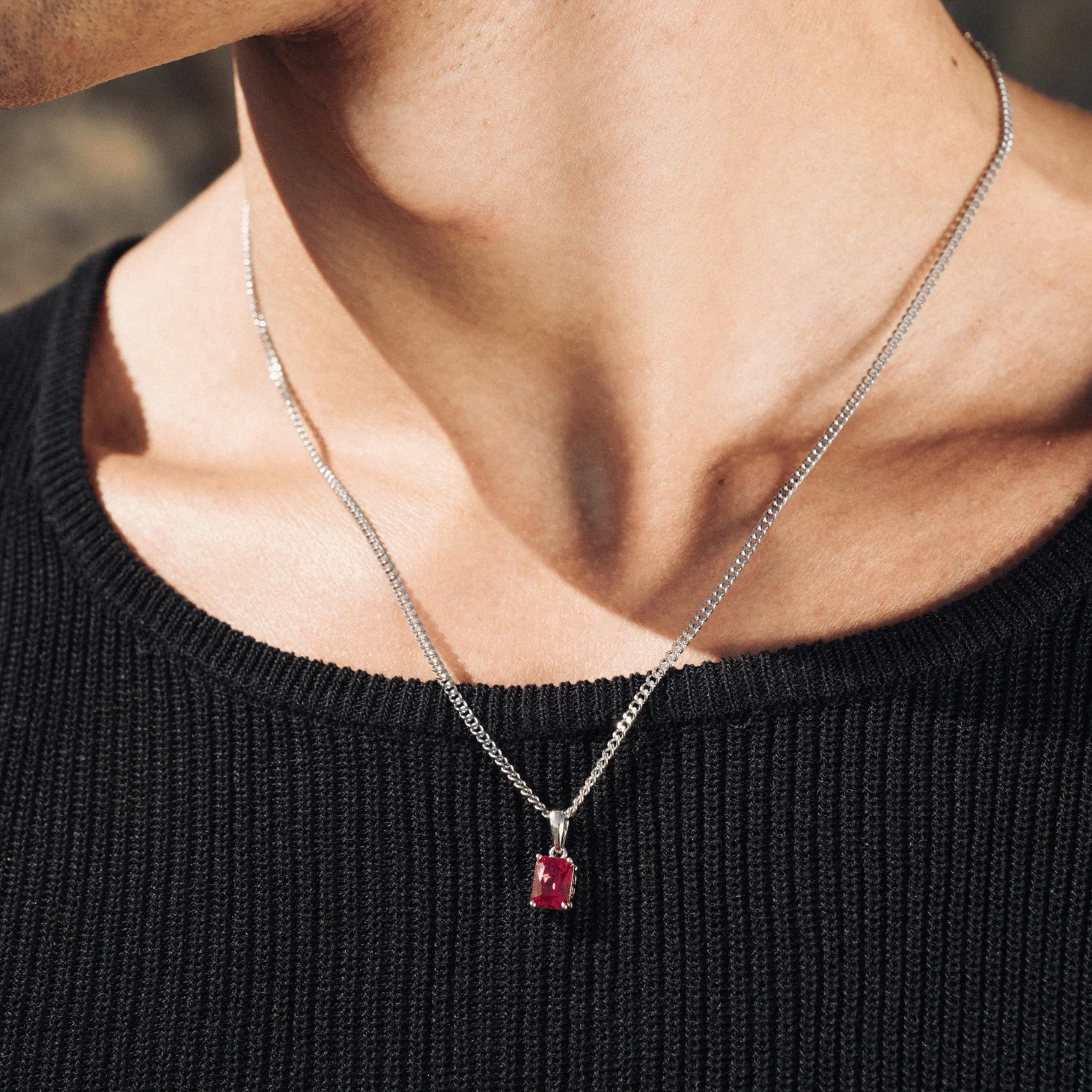 Ruby Stone Pendant (Silver) - Image 7