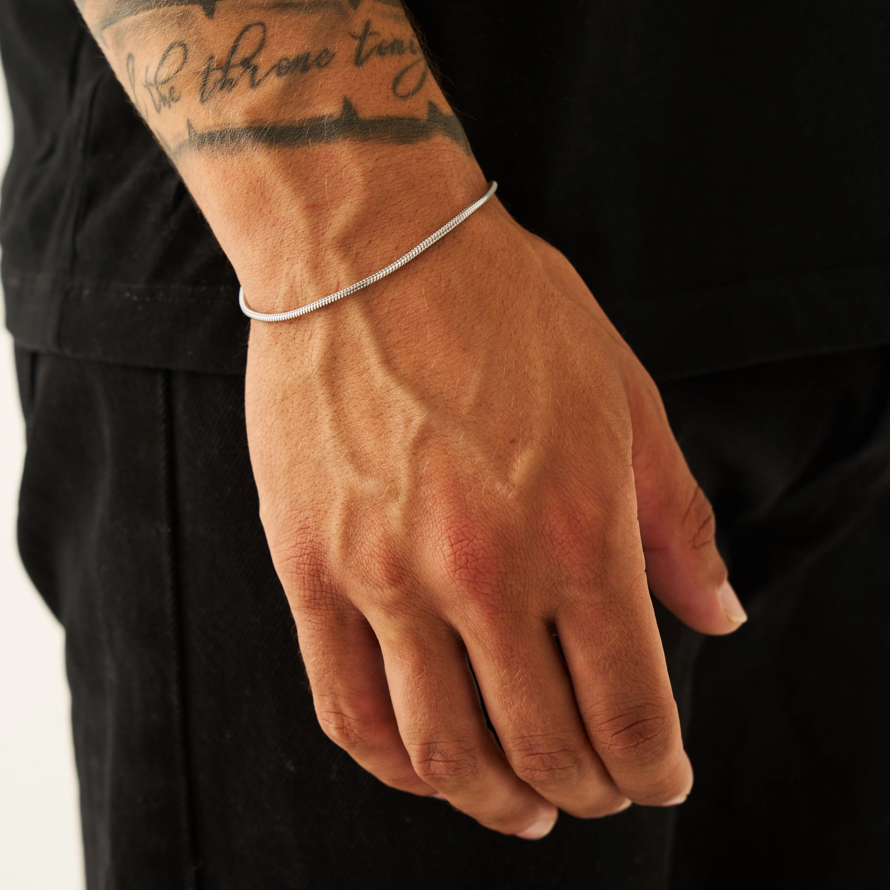 Snake Bracelet (Silver) 2mm - Image 2