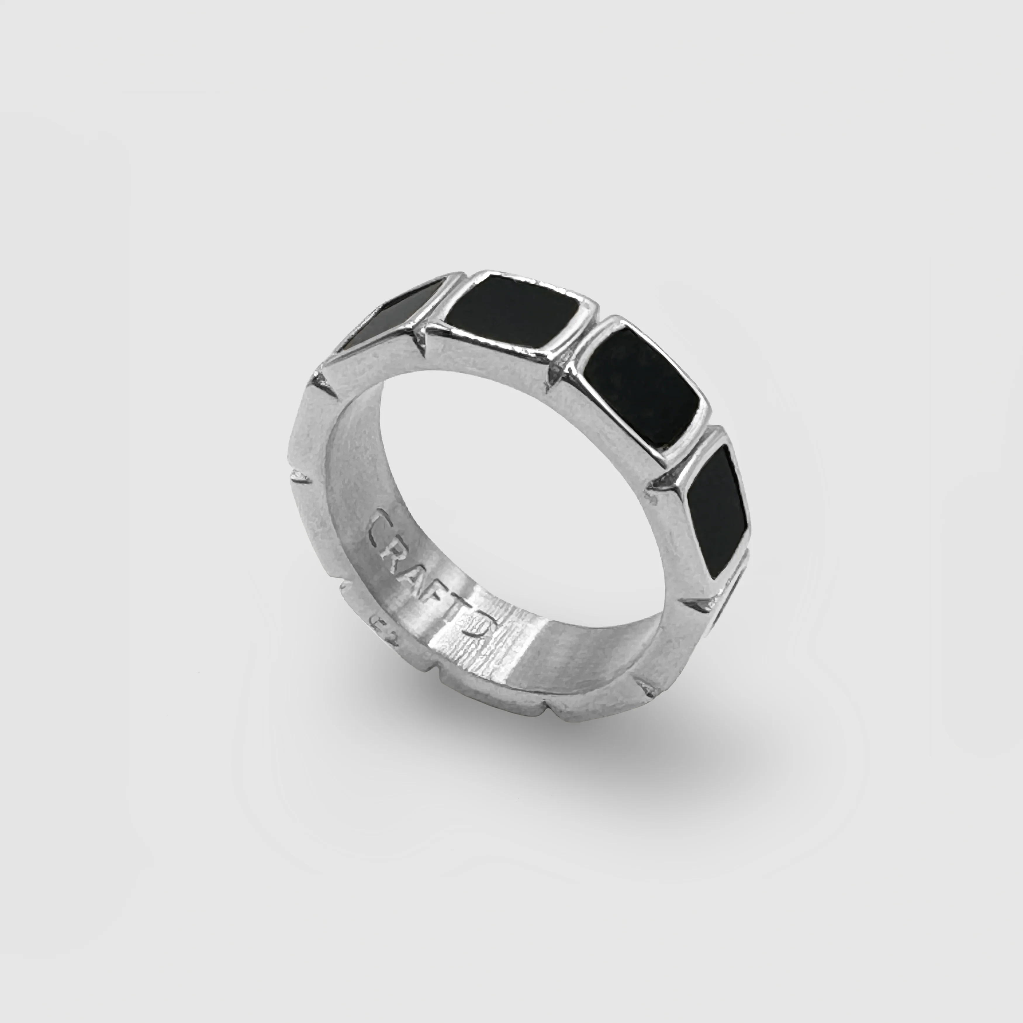 Onyx Stone Band Ring (Silver) - Image 4