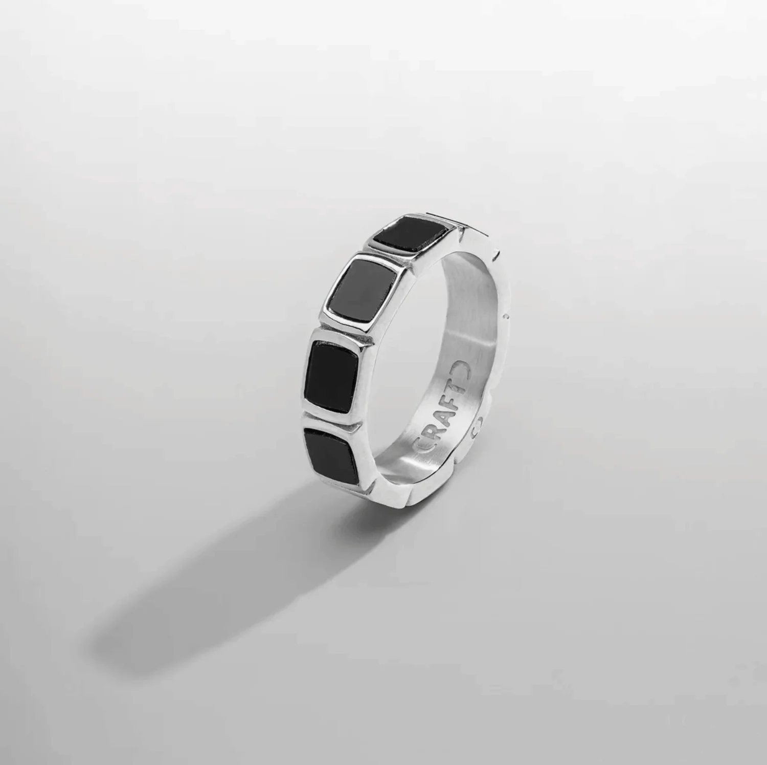 Onyx Stone Band Ring (Silver) - Image 6