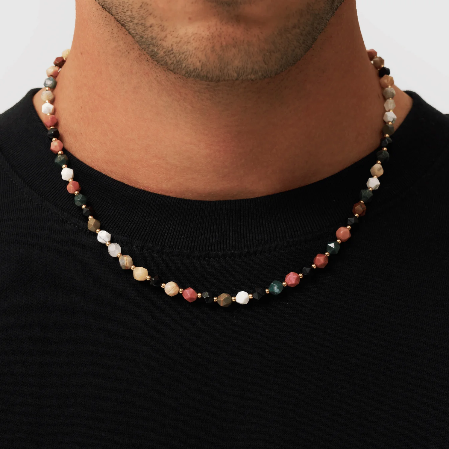 Stone Beaded Necklace (Gold) - Image 2