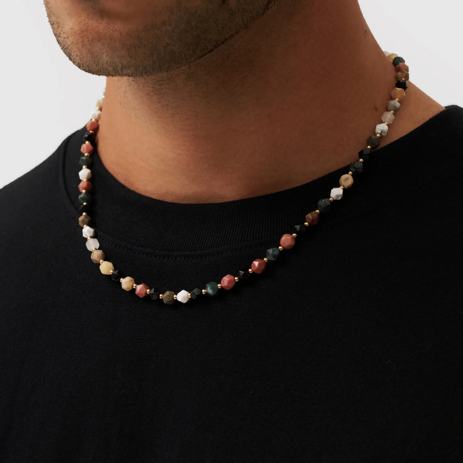 Stone Beaded Necklace (Gold) - Image 3