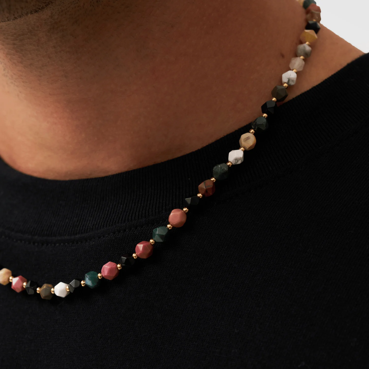 Stone Beaded Necklace (Gold) - Image 4
