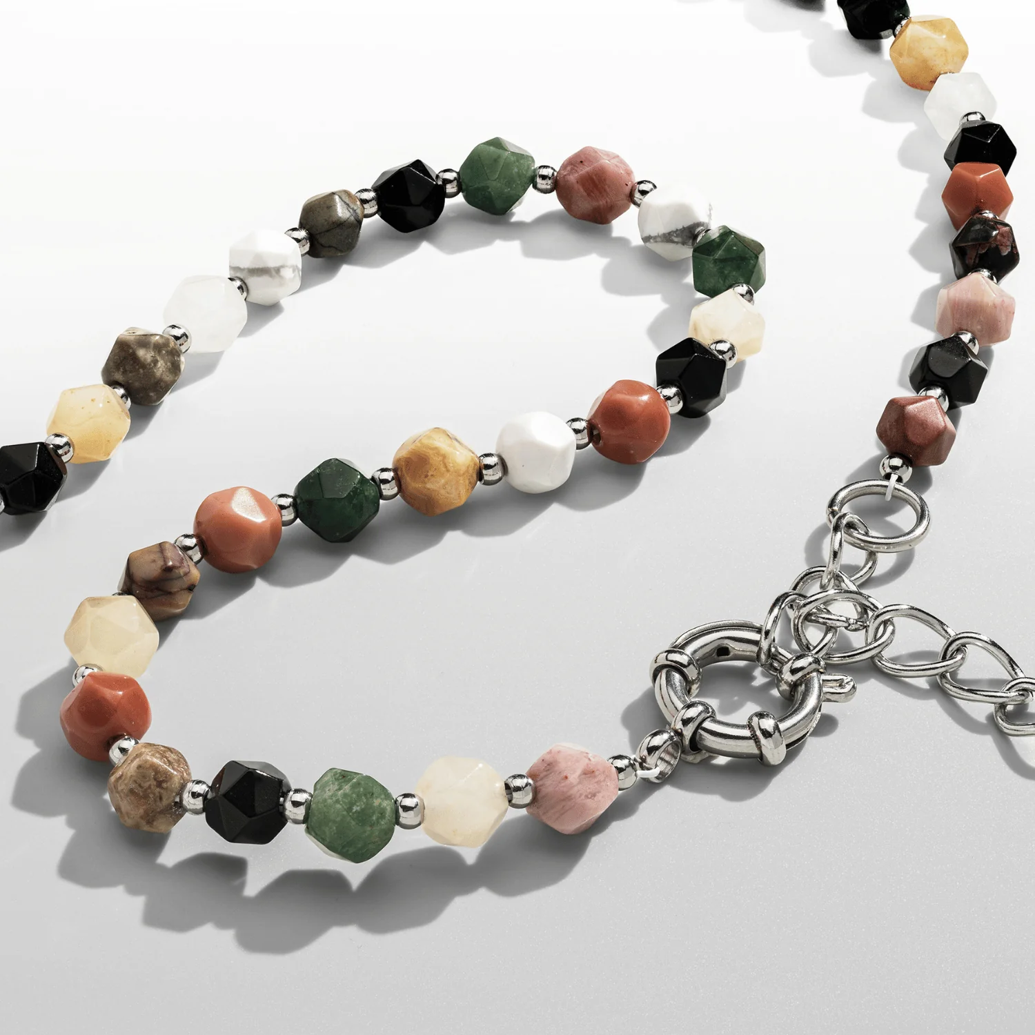 Stone Beaded Necklace (Silver) - Image 5