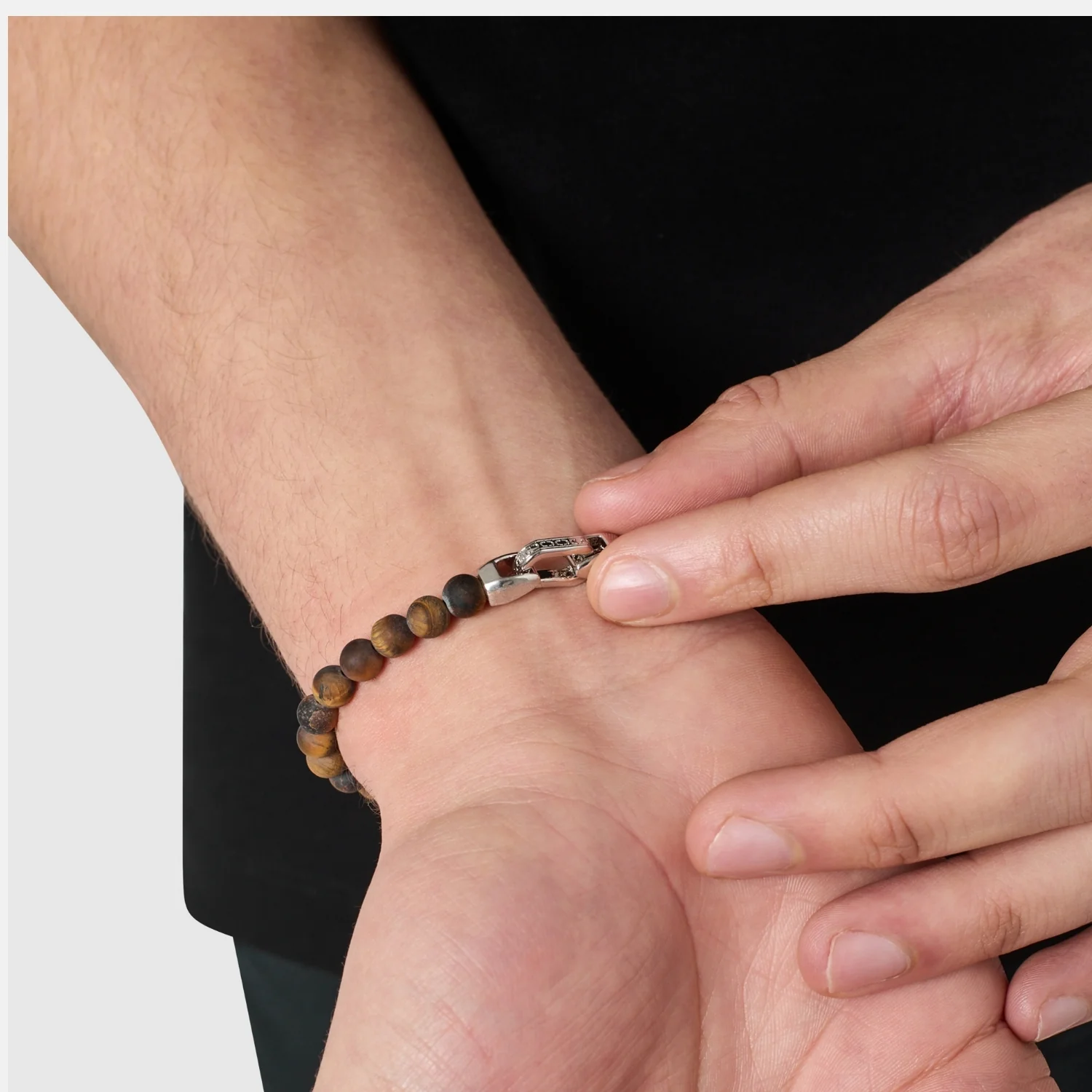 Tiger's Eye Lock Bracelet (Silver) - Image 5