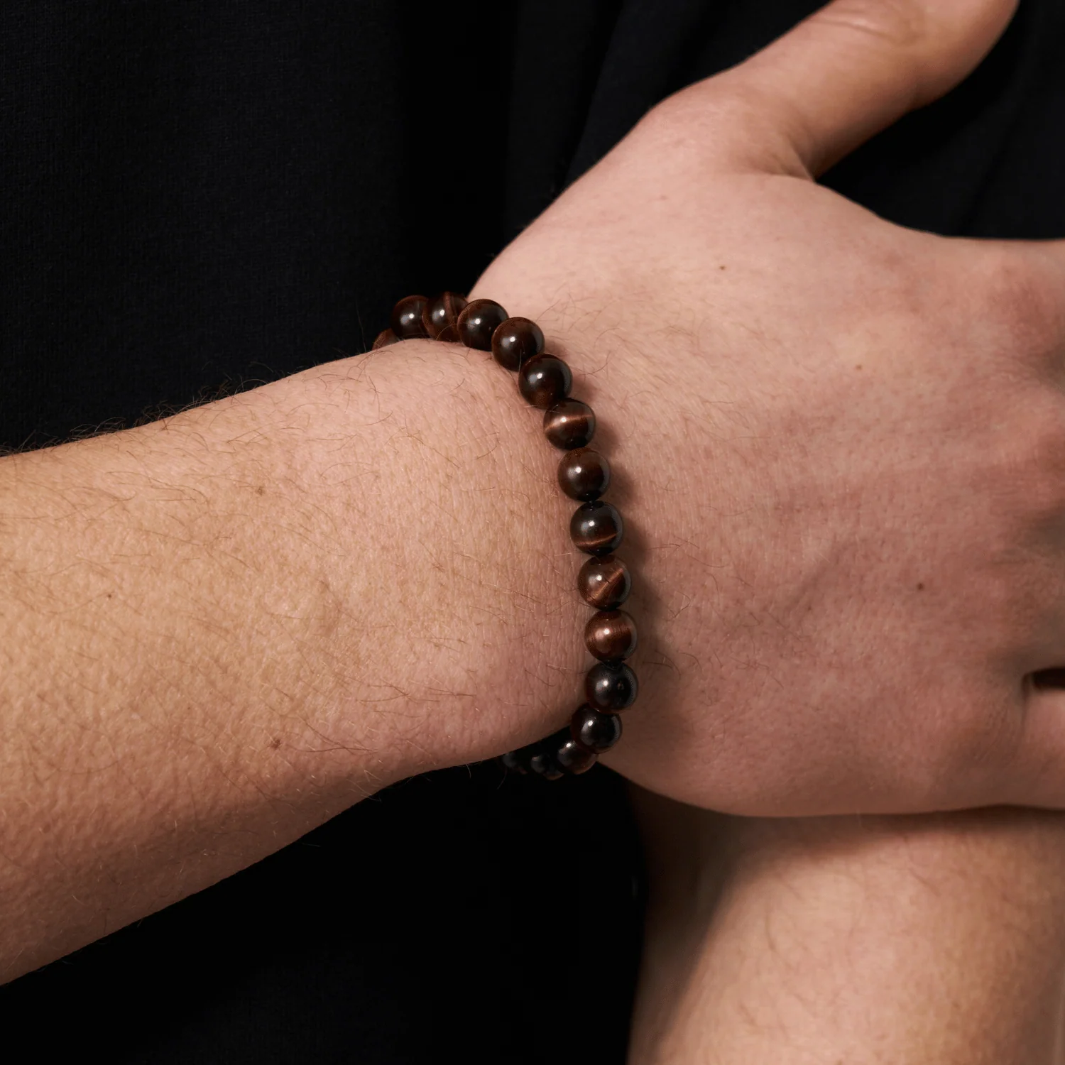 Tiger's Eye Metal Bead Bracelet (Silver) - Image 3