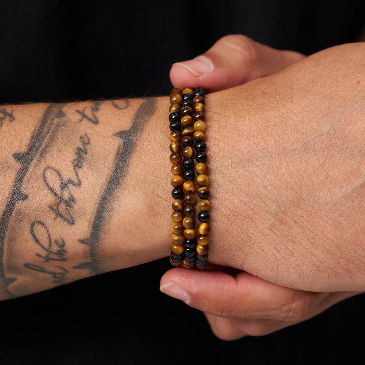 Tiger's Eye Obsidian Bead Wrap Bracelet - Image 3