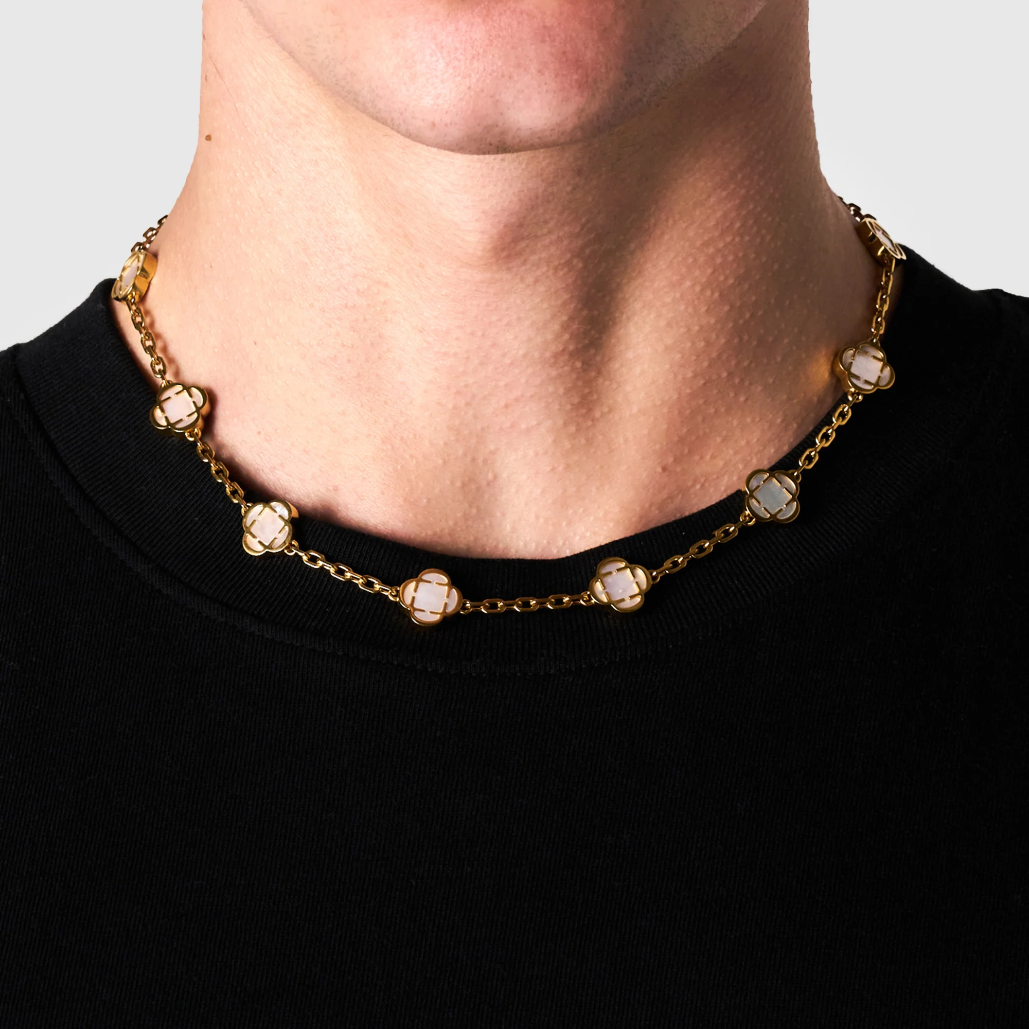 White Clover Stone Necklace (Gold) - Image 2