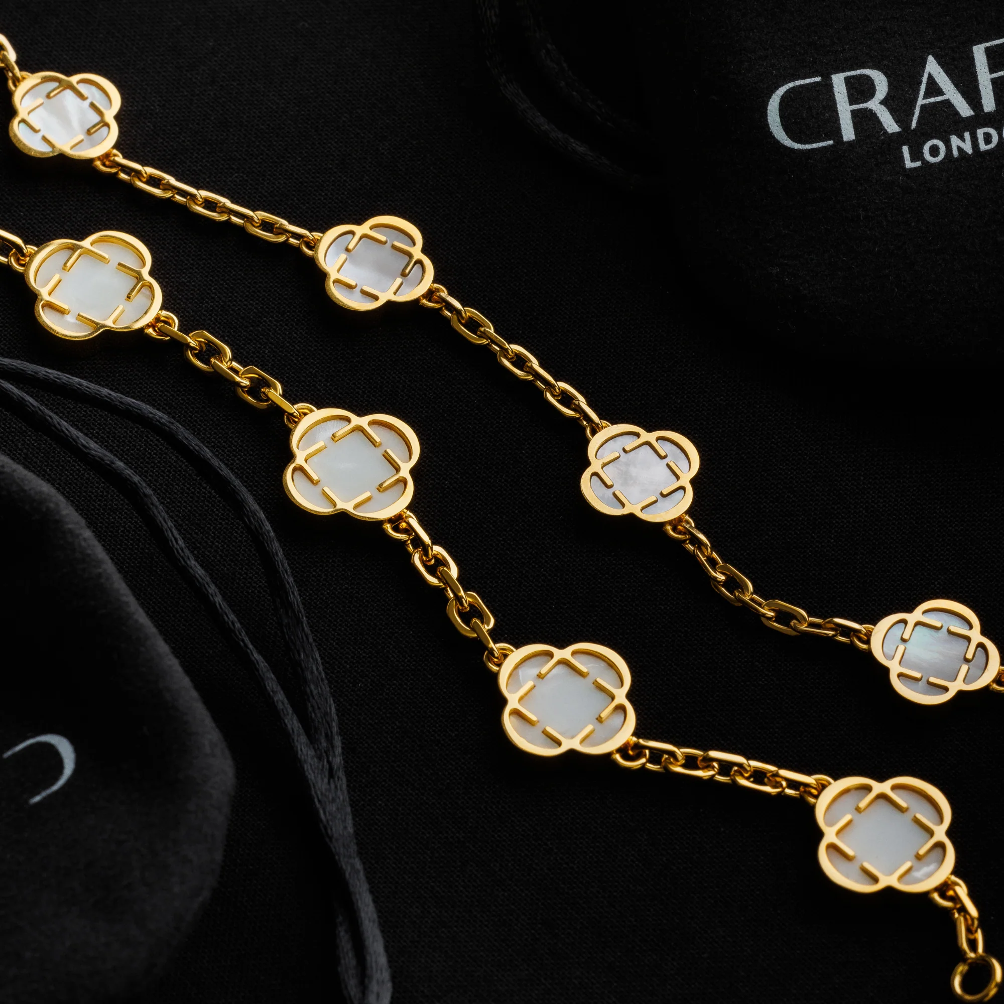 White Clover Stone Necklace (Gold) - Image 4