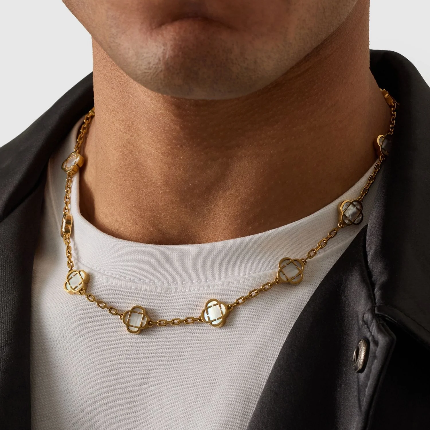 White Clover Stone Necklace (Gold) - Image 6