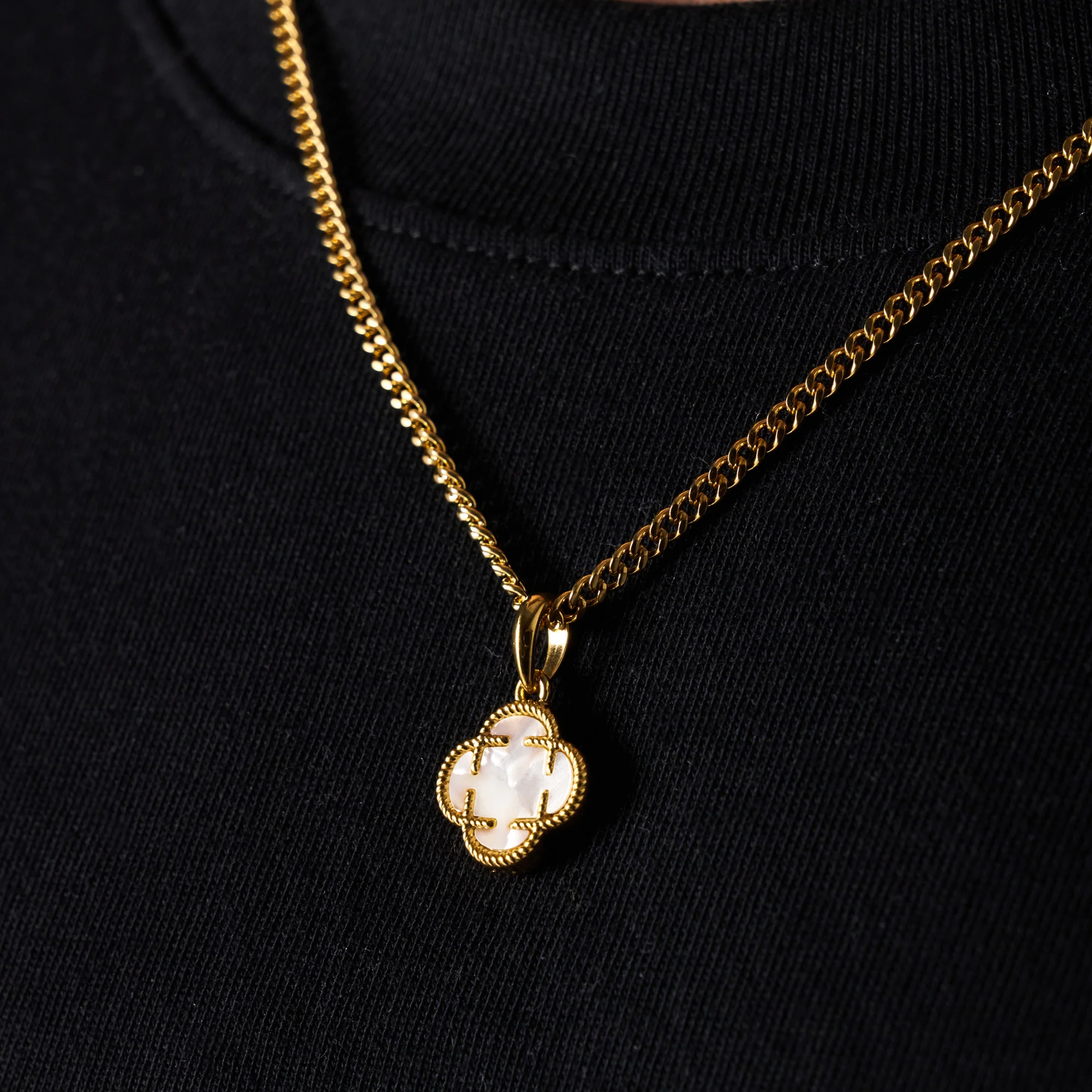 White Clover Stone Pendant (Gold) - Image 3