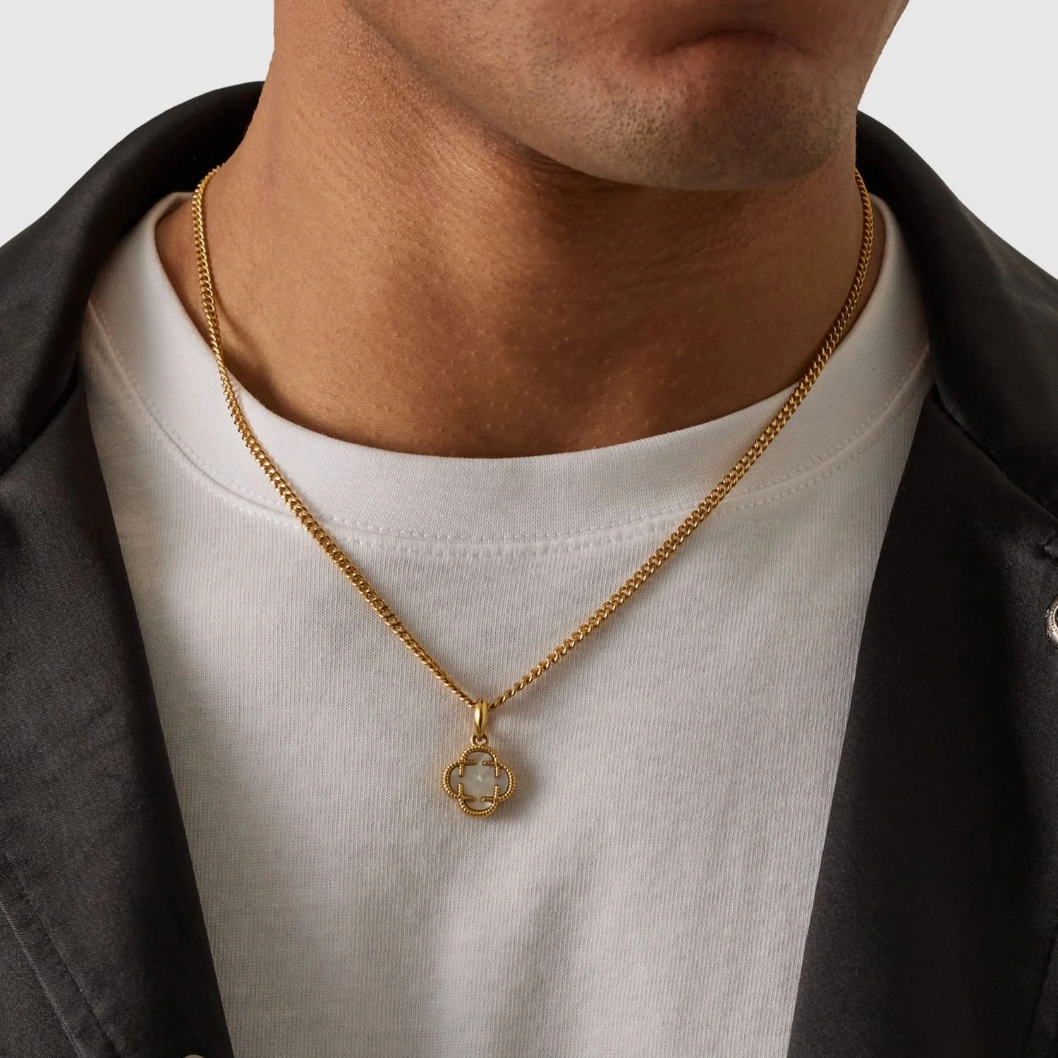White Clover Stone Pendant (Gold) - Image 6