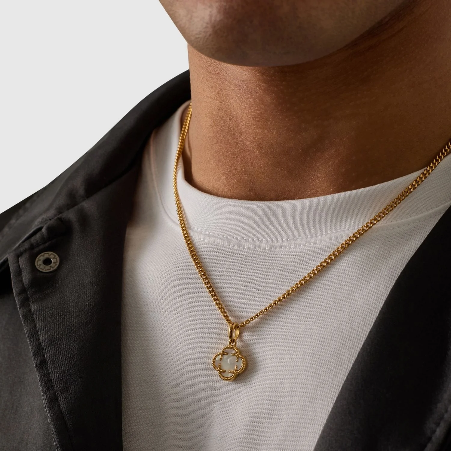 White Clover Stone Pendant (Gold) - Image 7