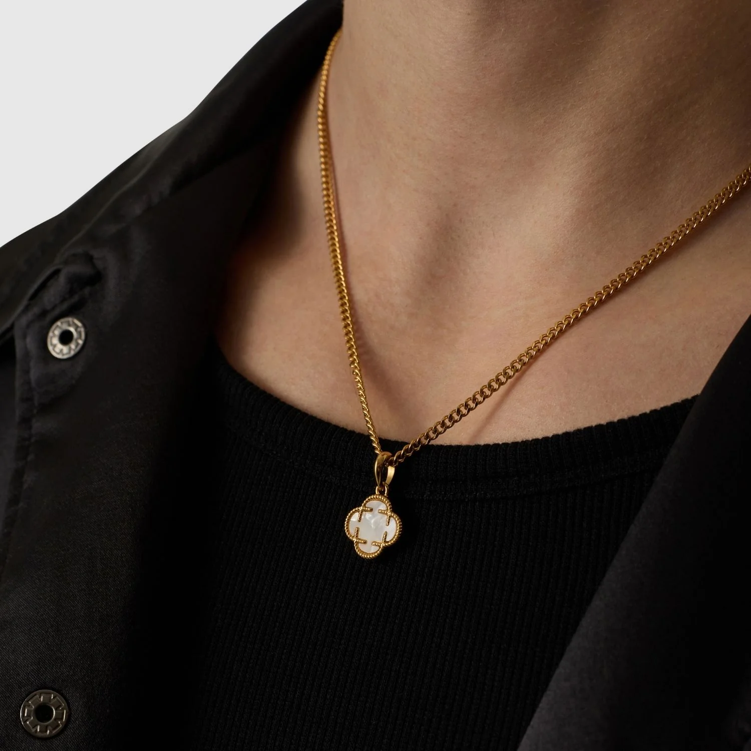 White Clover Stone Pendant (Gold) - Image 8