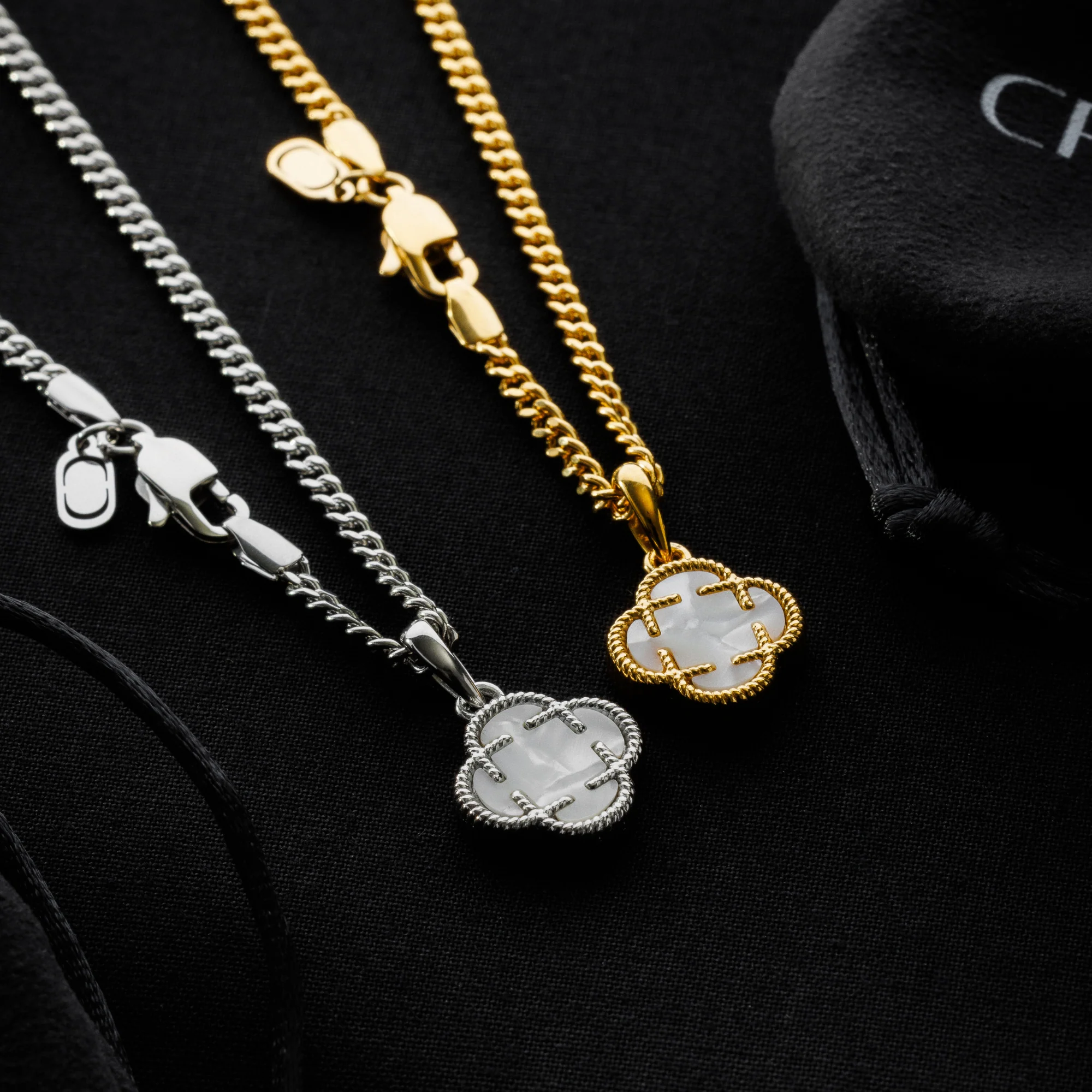 White Clover Stone Pendant (Gold) - Image 4