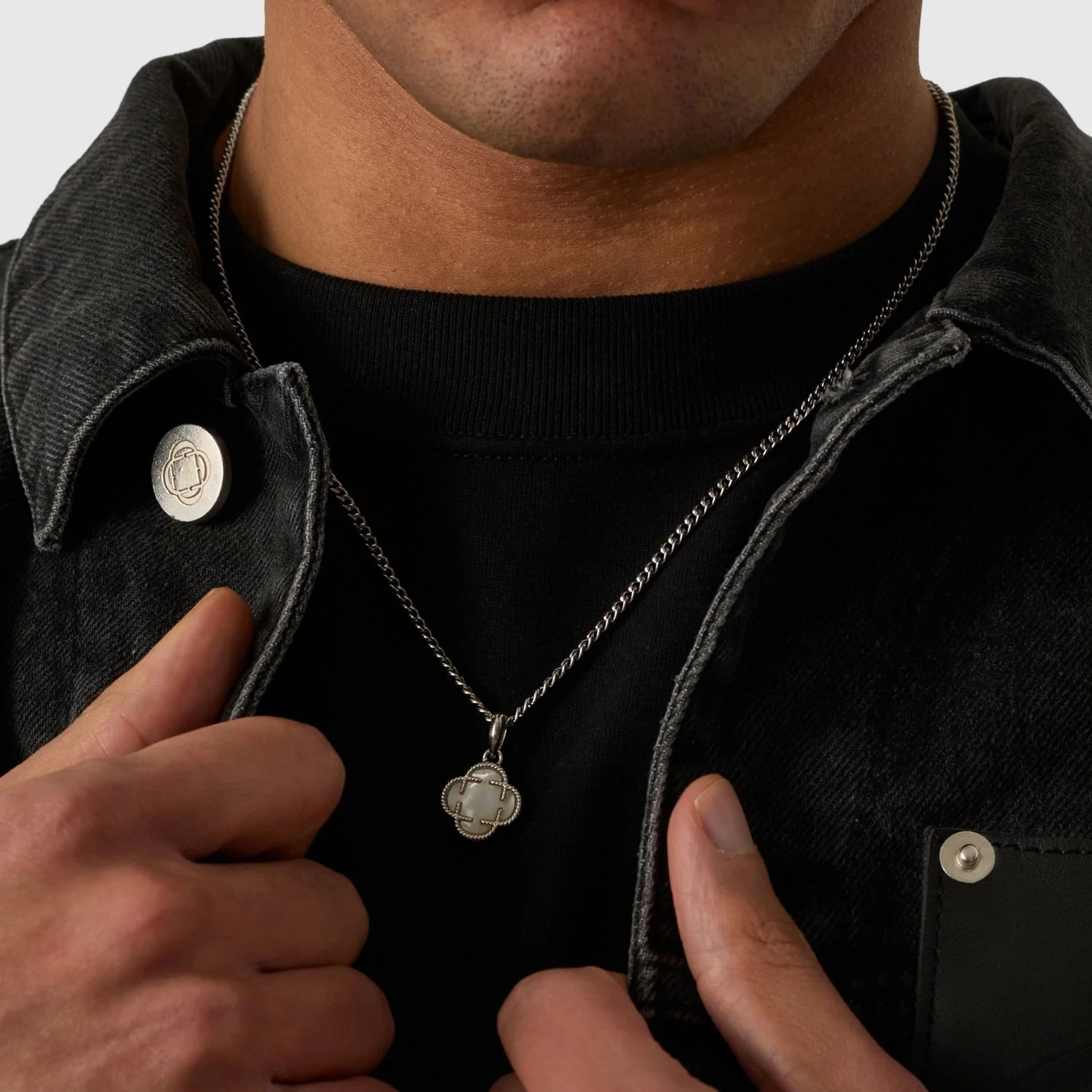 White Clover Stone Pendant (Silver) - Image 7