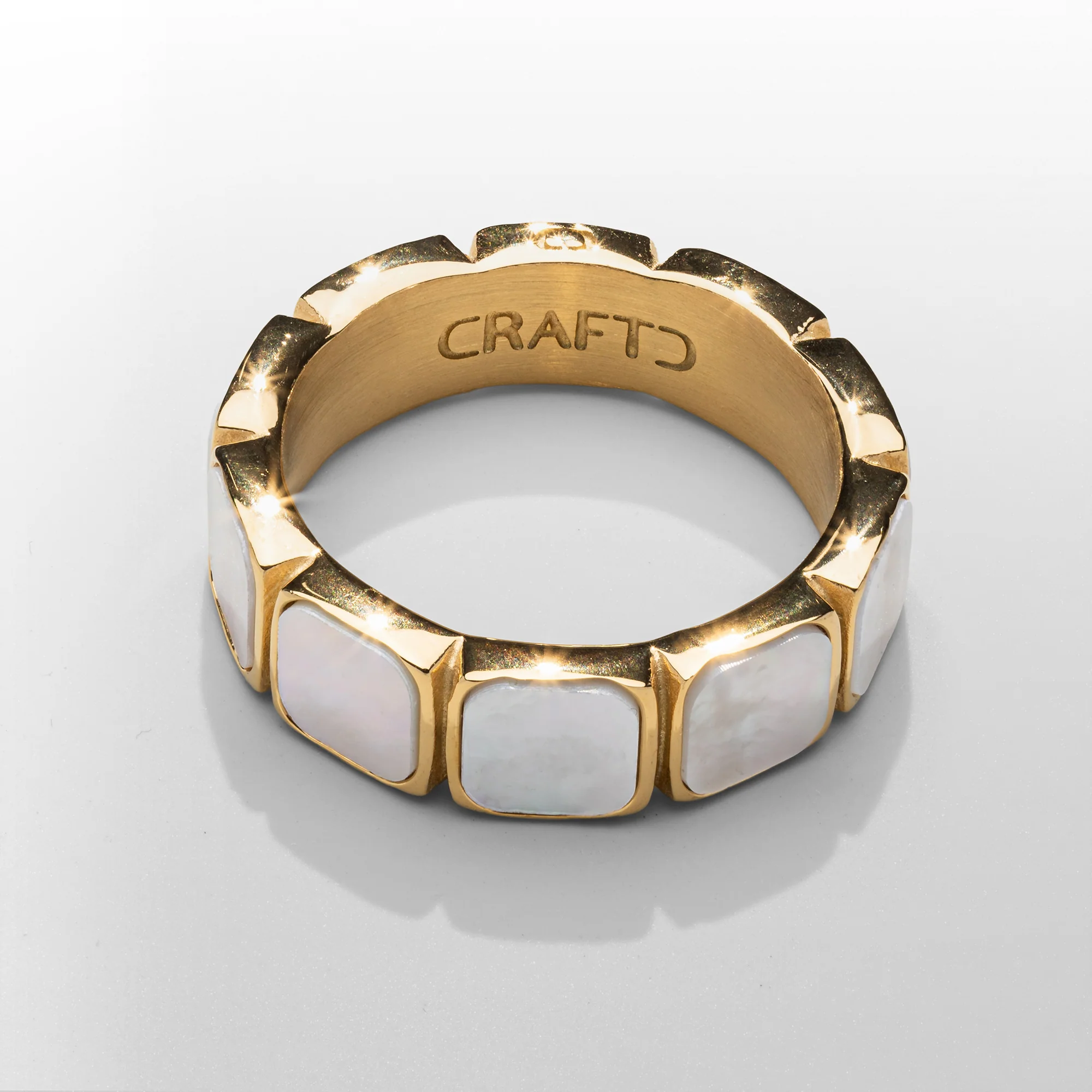 White Stone Band Ring (Gold) - Image 5