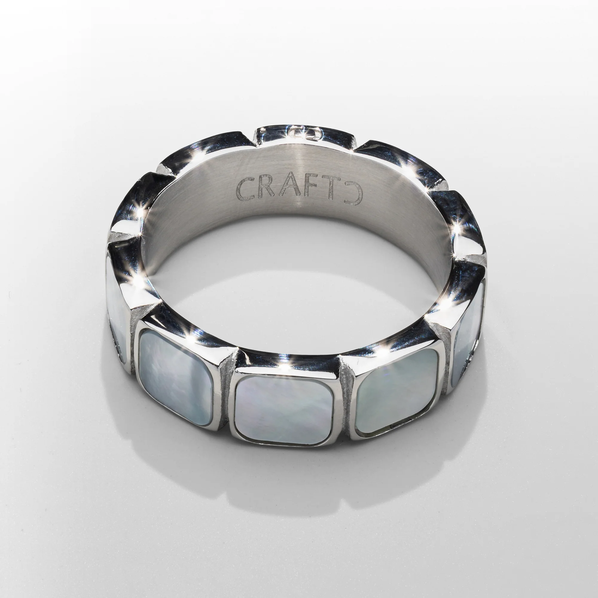 White Stone Band Ring (Silver) - Image 5