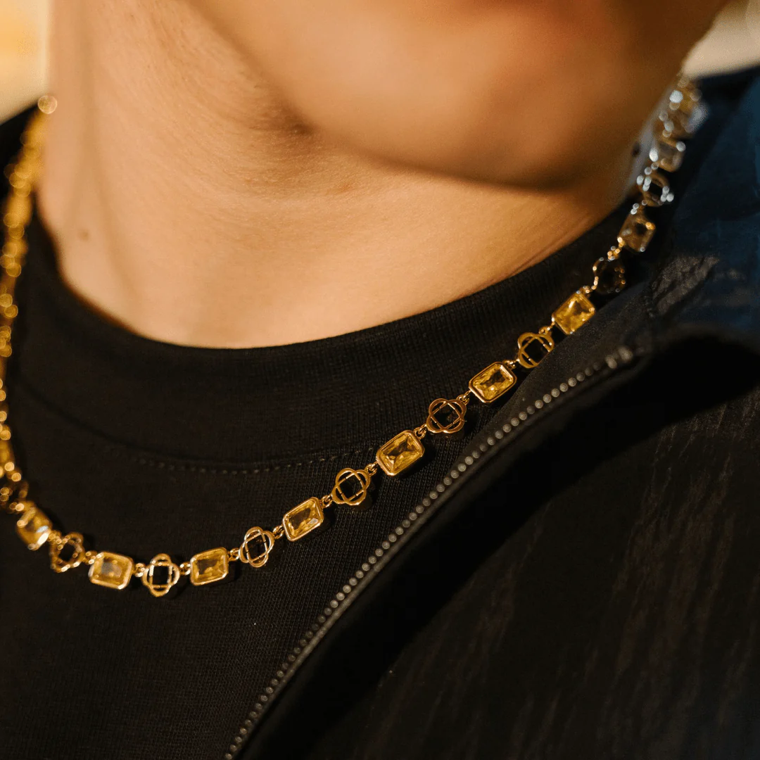 Yellow Gemstone Clover Necklace (Gold) - Image 7